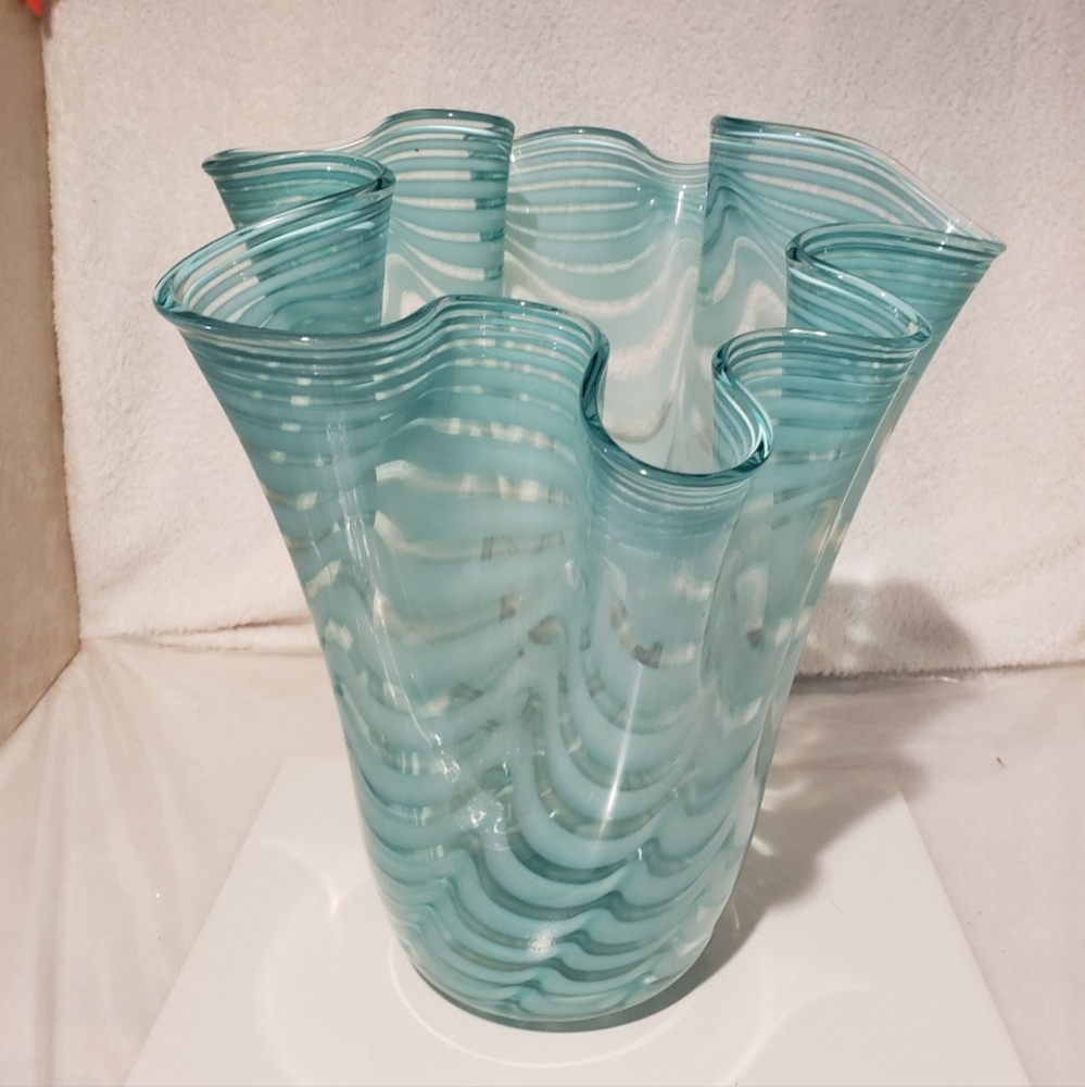 Vintage Makora Krosno Glass Vase Hand Blown In Poland